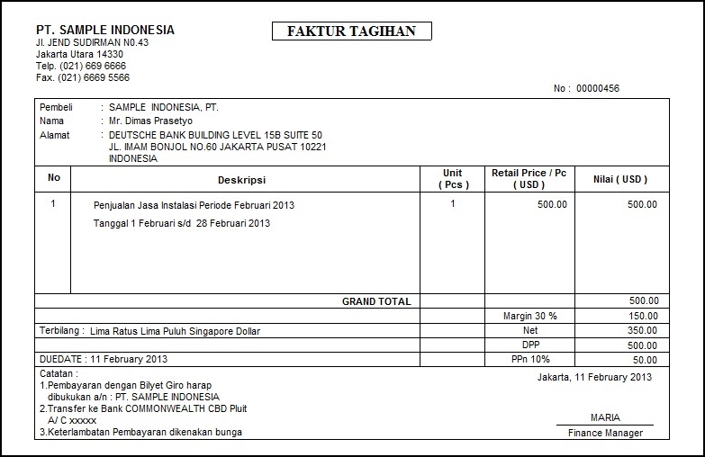 Contoh Invoice Tagihan Full Pictures