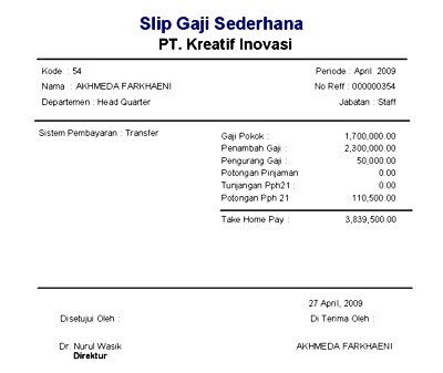 free download slip gaji format excel