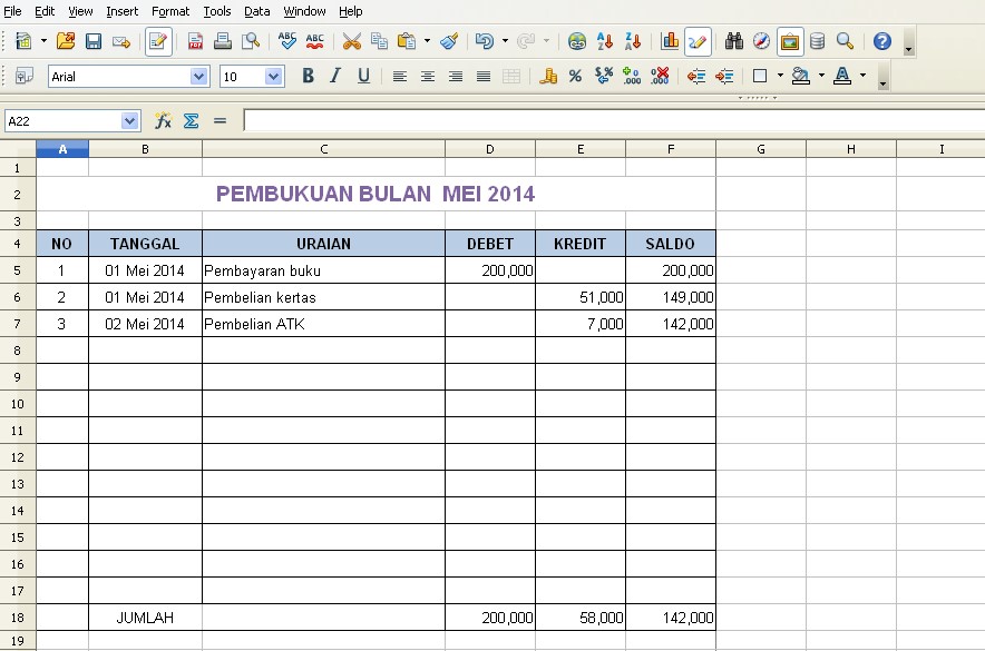Contoh Pembukuan Sederhana Dengan Excel