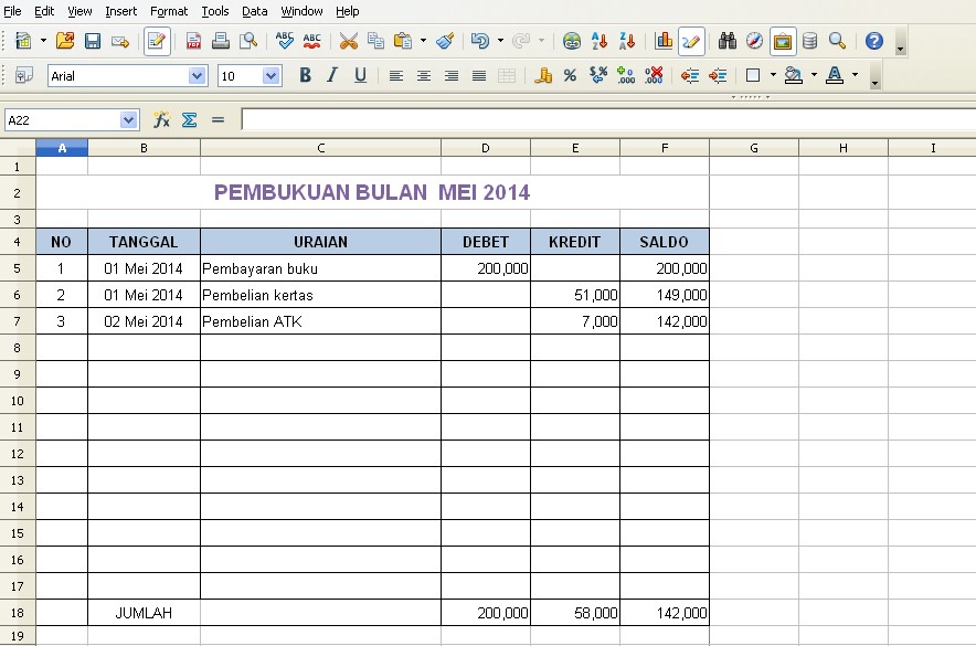  Contoh  Pembukuan  Sederhana Dengan Excel