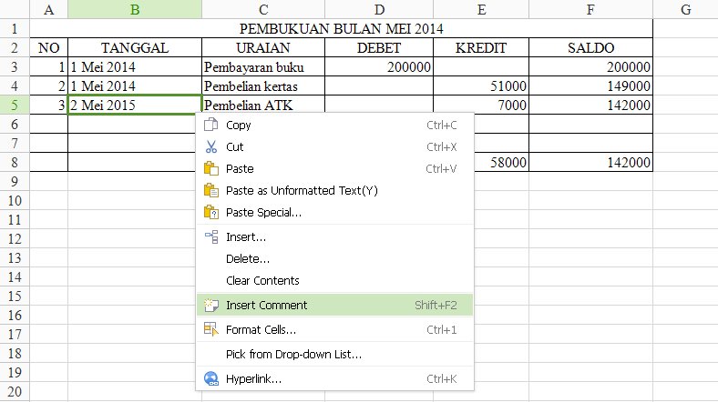 Contoh Pembukuan Sederhana Dengan Excel