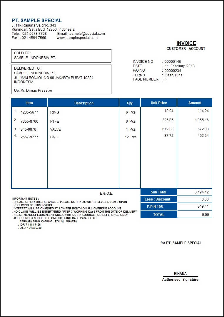 Apa Itu Invoice Format Jenis Contoh Dan Cara Membuatnya Zahir