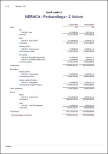 Contoh Neraca Keuangan – Perbandingan 2 Kolom